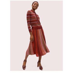NWT Kate Spade Metallic Stripe Polo Sweater Pink Purple XXS